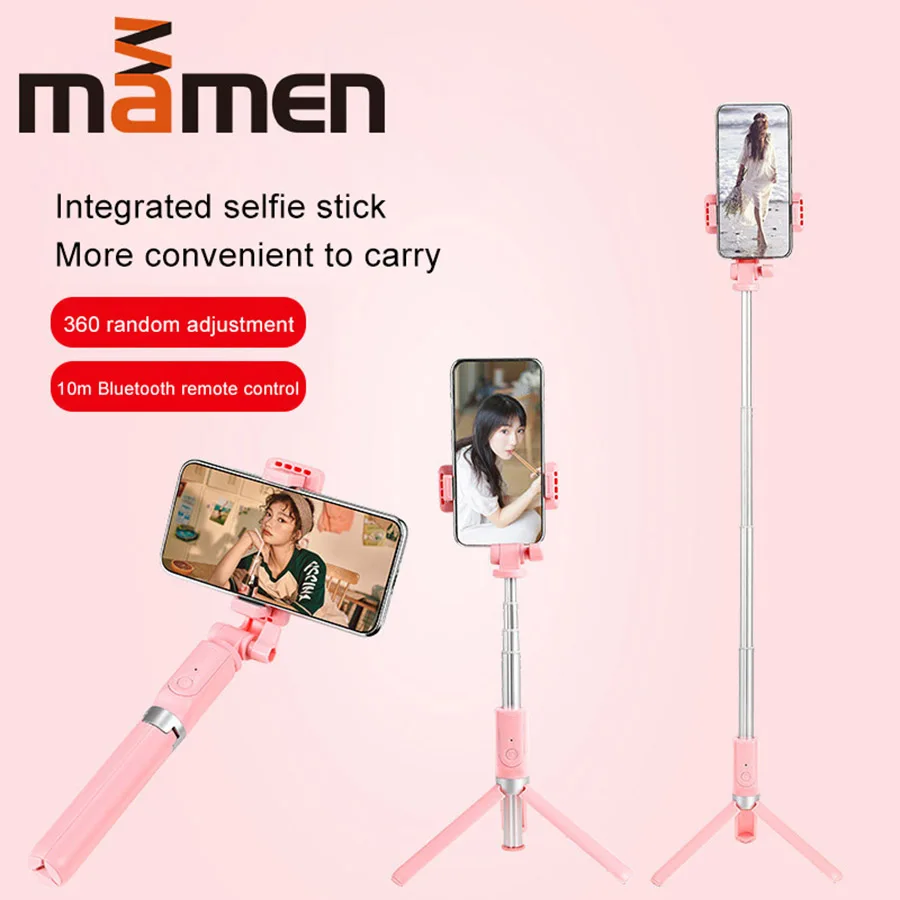 

Original MAMEN Foldable Tripod Monopod Selfie Stick Bluetooth With Wireless Button Shutter Selfie Stick For iOS/Android/iphone