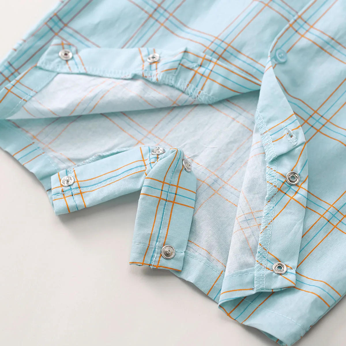 

Pureborn Newborn Baby Boy Romper Classic Plaid Short Sleeve Baby Summer Clothes Peter-pan Collar Outerwear