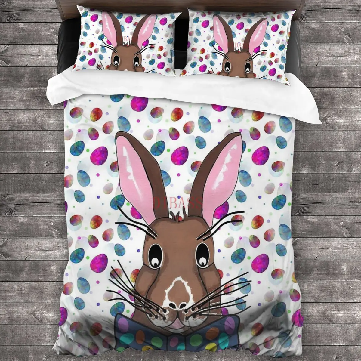 

Easter Bunny Easter Eggs 100%Pure Cotton Comforter Set with 2 Pillowcase,Soft Microfiber Duvet Cover Set, Bedding Sets Bed Set