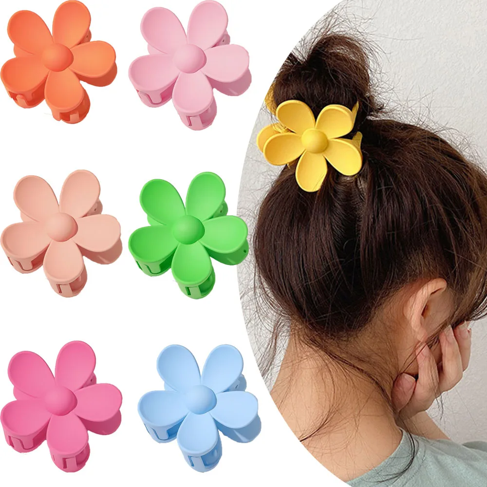 

New Cute Candy Colors Hair Claws Big Flower Plastic Hair Claws Sweet Hair Holder Clip Hairpin Fashion Hair Accessories