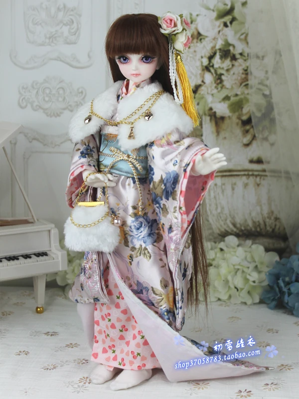1/4 1/3 BJD Accessories doll clothing Japanese Kimono yukata+handbag+scarf set for BJD/SD,not include doll,shoes,wig and other