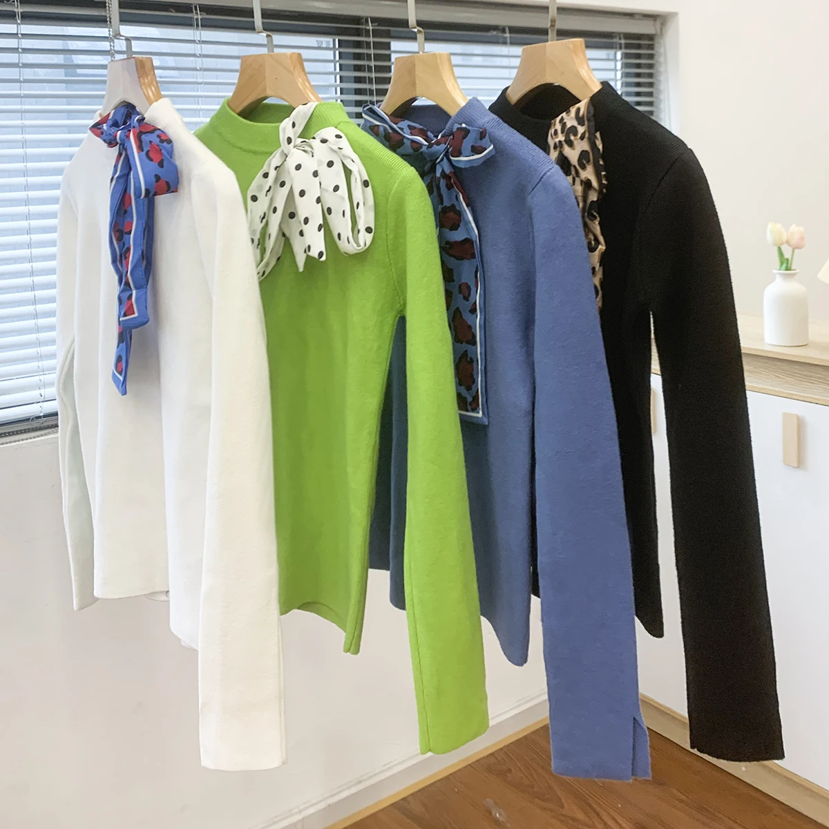 Autumn Women Sweater New Female Slim Winter Knitted Flare Long Sleeve Knitting Pullover Bow Lace Up Womens | Женская одежда