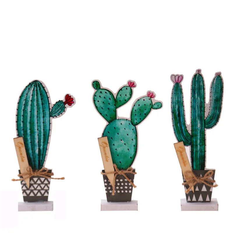 Креативная имитация растений в горшках деревянные кактусы украшения