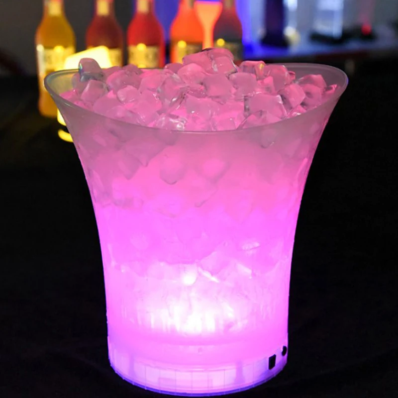 

5L Waterproof LED Color Changing Plastic Ice Bucket Bars Nightclubs Beer Bucket