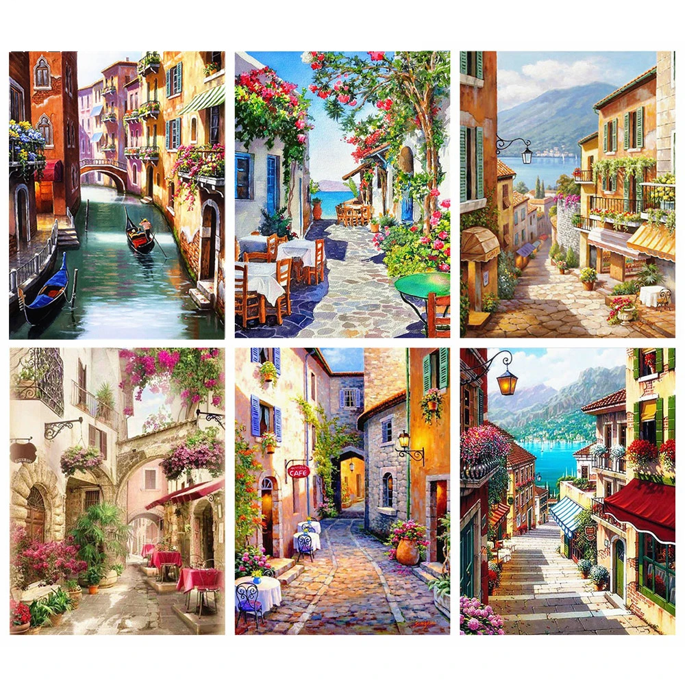 

5D алмазная вышивка «сделай сам», Уличный дом, пейзаж, полная алмазная живопись, вышивка крестиком, мозаика, ландшафт, украшение для дома, под...