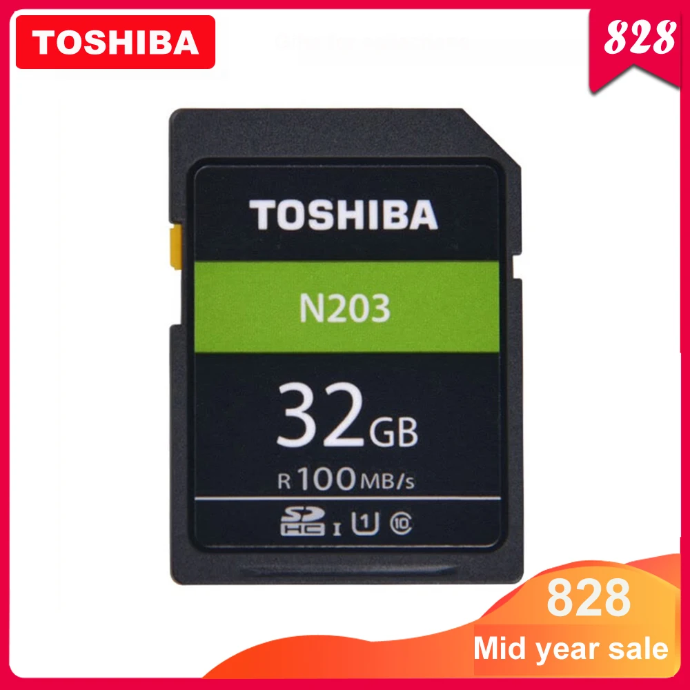Карта памяти TOSHIBA SD N203 32 ГБ 64 128 SDHC SDXC U1 флеш карта класс 10 100 МБ/с./с камеры для Full HD