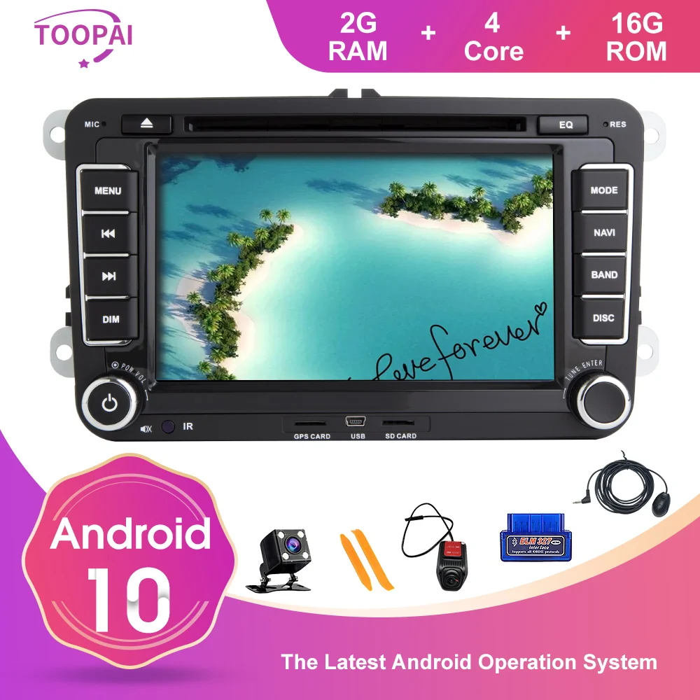 

Toopai 7" Android 10 For VW/Volkswagen/Golf/Polo/Tiguan/Passat/b7/b6/SEAT/leon Car GPS Navigation Multimedia Player Auto Radio