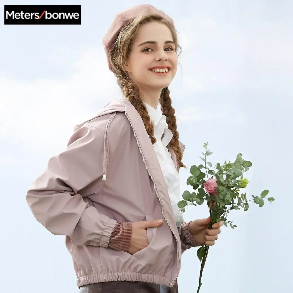 Metersbonwe модная ветровка Женская Осенняя куртка Повседневная Базовая бомбер