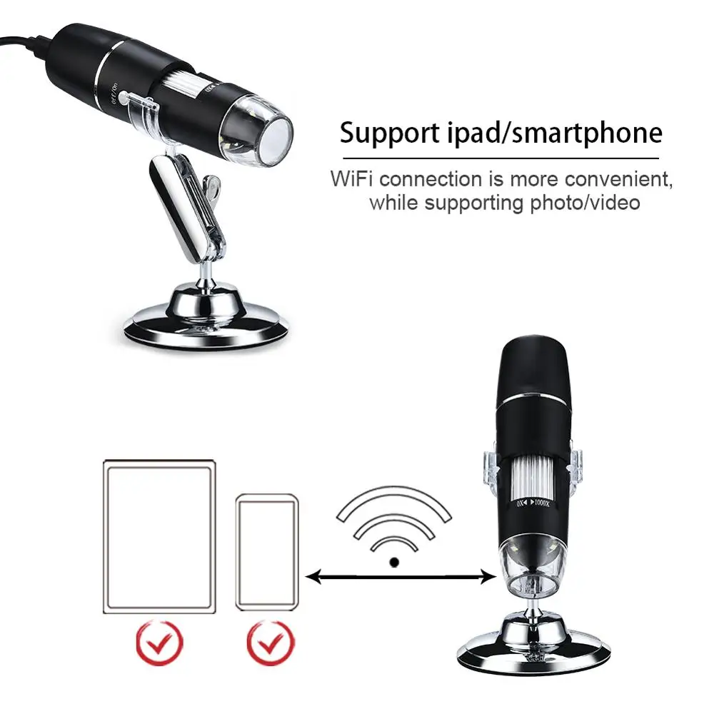 Wifi 1000X 1000X/1600X Wifi/USB микроскоп цифровой микроскоп Лупа камера 8LED w/Подставка для Android IOS iPhone iPad микроскоп - Цвет: Wifi 1000X