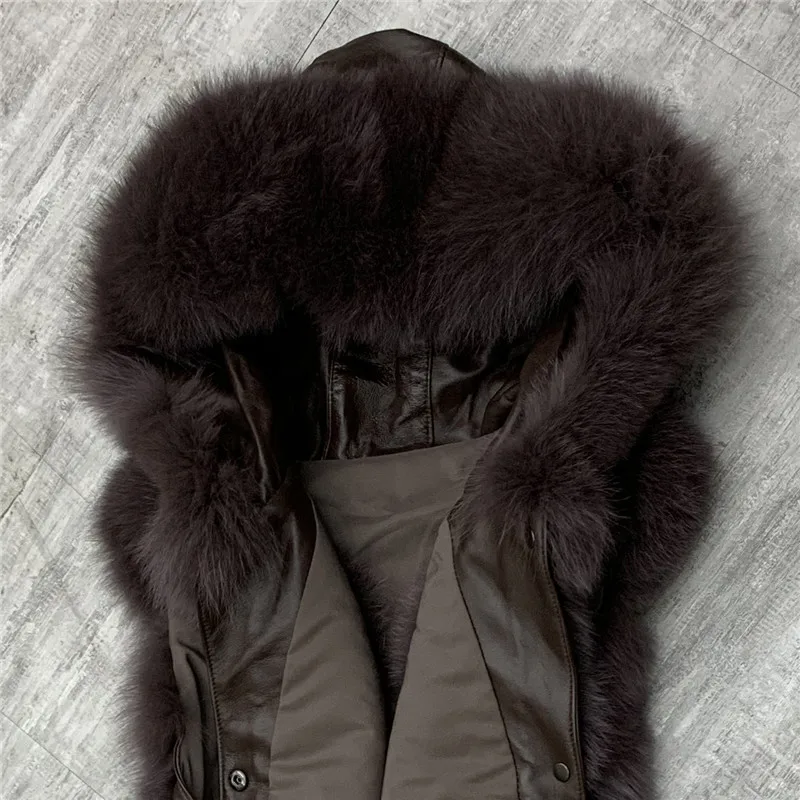 

Women's Vest 90 cm Long Real Fox Fur Vest Women Leather Jacket Winter Women Fox Fur Jacket Luxury Jacket Customization