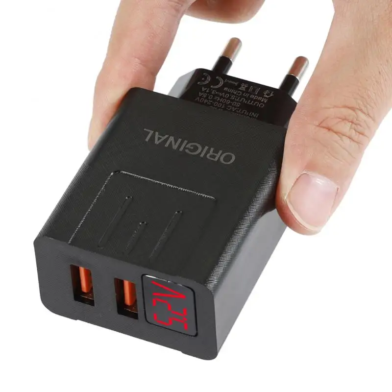 2.1A цифровой дисплей USB зарядное устройство 2 порта смарт мобильный телефон для