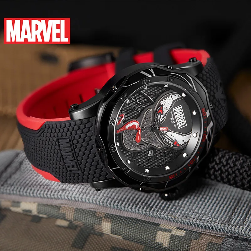 Новинка 2020 мужские часы Marvel Мстители яд 5ATM нержавеющая сталь силиконовый ремешок
