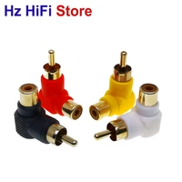 2pcs rca plating gold 24k 90 degree elbow rca right angle connector plug adapters male to female audio
