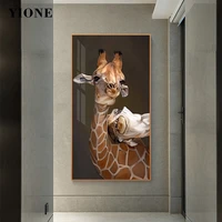 giraffe family lover canvas poster modern abstract animal wall art painting print pictures for living room office home decor