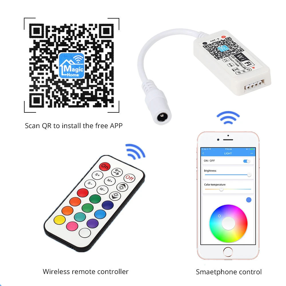 DC 12V Мини LED WIFI RGB контроллер Iphone Ipad IOS/Android мобильный телефон беспроводной
