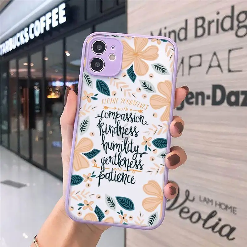 

Bib Quotes Phone Cases Matte transparent For Purple iPhone 12 Mini 11 Pro XR XS Max 7 8 Plus X Back Cover