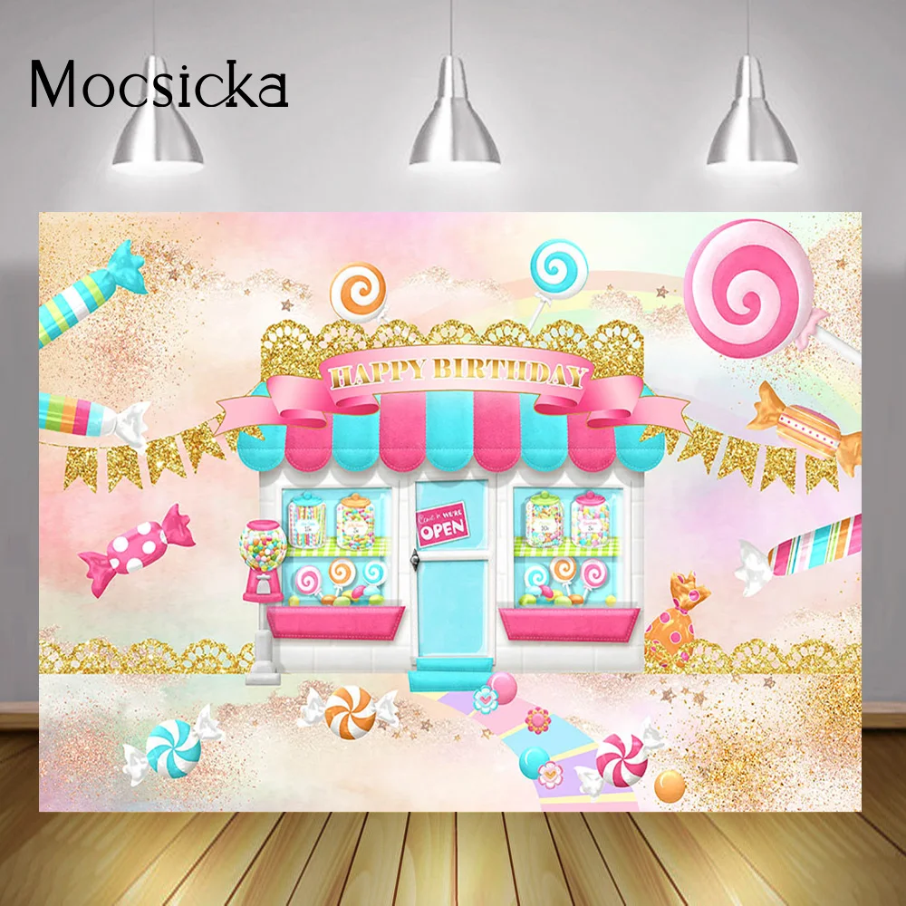 

Сладкие конфеты магазин или тематического дня рождения вечерние фон Настенный декор золото в горошек цветов радуги для детей новорожденны...