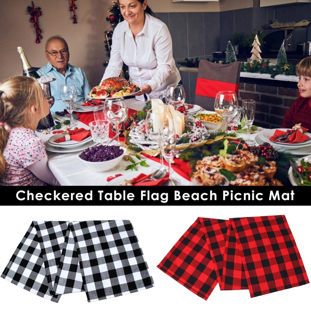 INS хлопковая скатерть Рождественский стол флаг черно белый клетчатый Скатерть