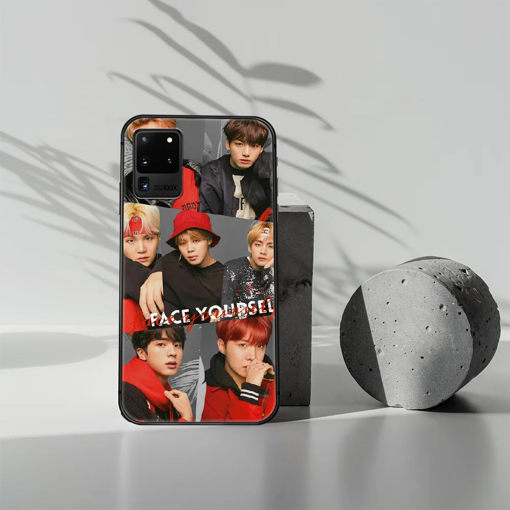 

Bangtan Boys KPOP Phone Case Cover Hull For Samsung Galaxy S 7 8 9 10 e 20 FE edge uitra plus Note 9 10 20 black Bumper Tpu Cell