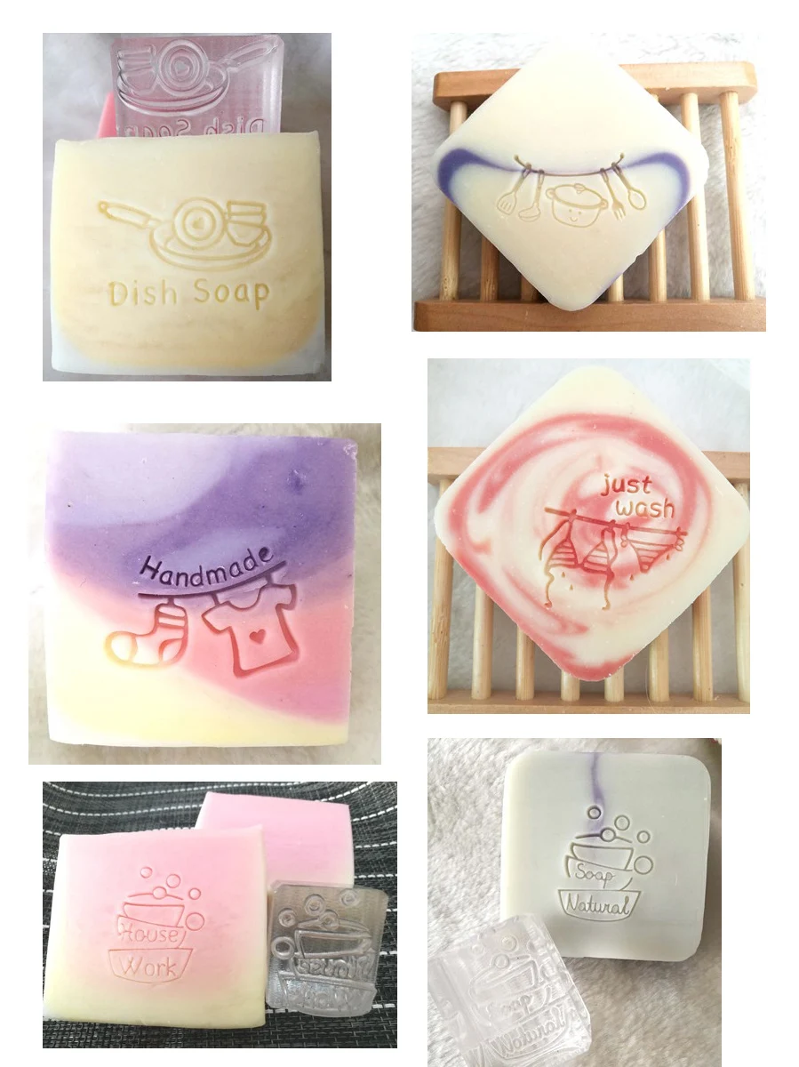 

Dish Just wash Letter Transparent Handmade Soap Stamp Kitchen Acrylic Soap Making Chapter Custom Stamps Birthday Gift