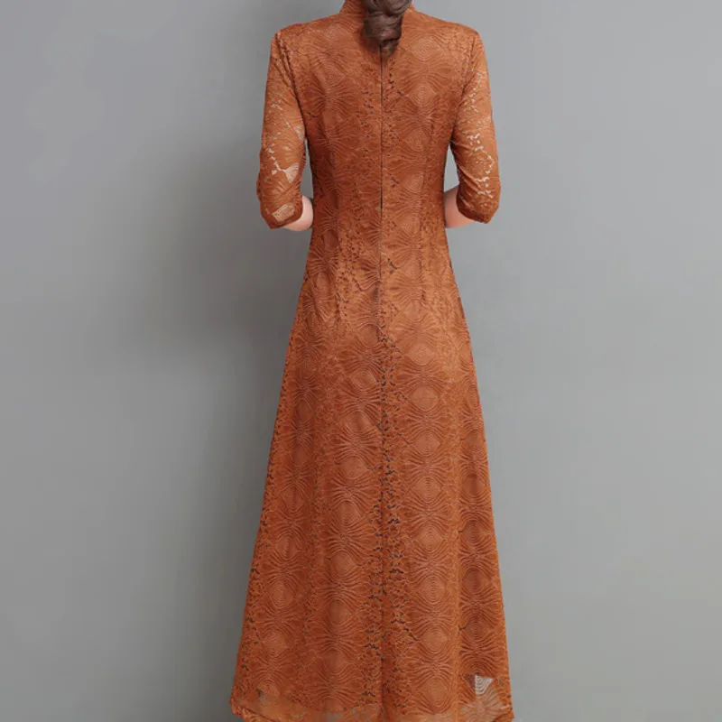 Новинка осени 2018 винтажное женское платье китайский стиль Ретро кружево Cheongsam