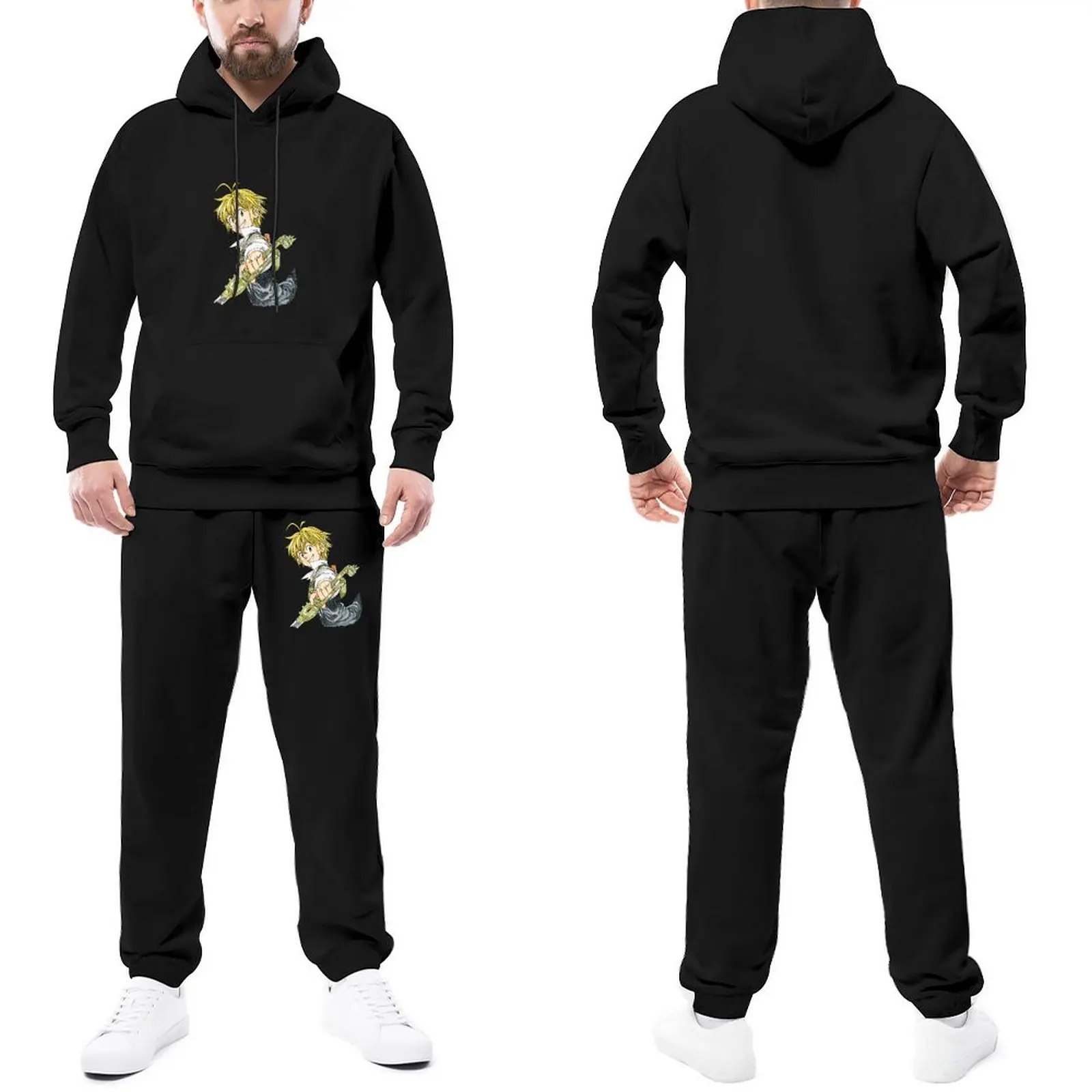 

Meliodas Mens Tracksuit Set Meliodas Fashion Sweatsuits RunningSweatpants and Hoodie Set Man
