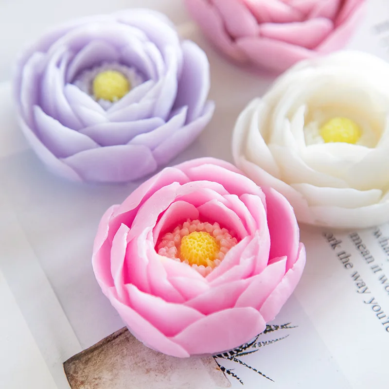 

1Pcs Aromatherapy Candle Mold Handmade DIY Aromatherapy Candle Silicone Mold Peony Shape Soap Model Plaster Mold