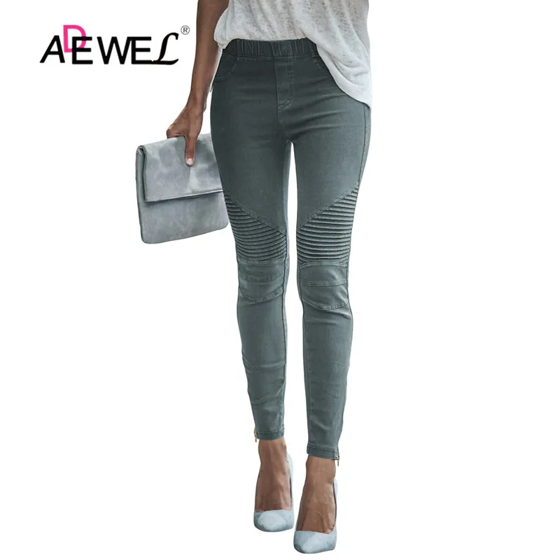 Женские обтягивающие джинсы ADEWEL узкие на молнии со средней талией мягкие женские