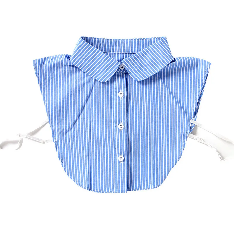 

Fashion Cotton Stripe Fake Collar Lady Women's Leisure Bottom Blouse Half Shirt False Collars Detachable Lapel 3 Colors