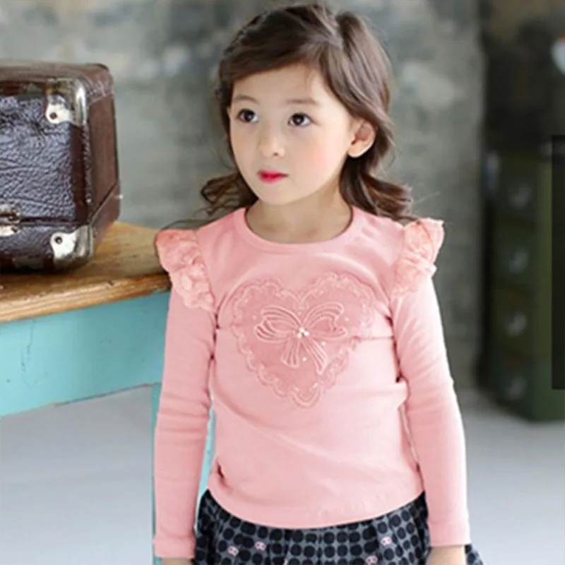 LEMEMOGO новые осенние модные хлопковые рубашки для девочек детские кружевные