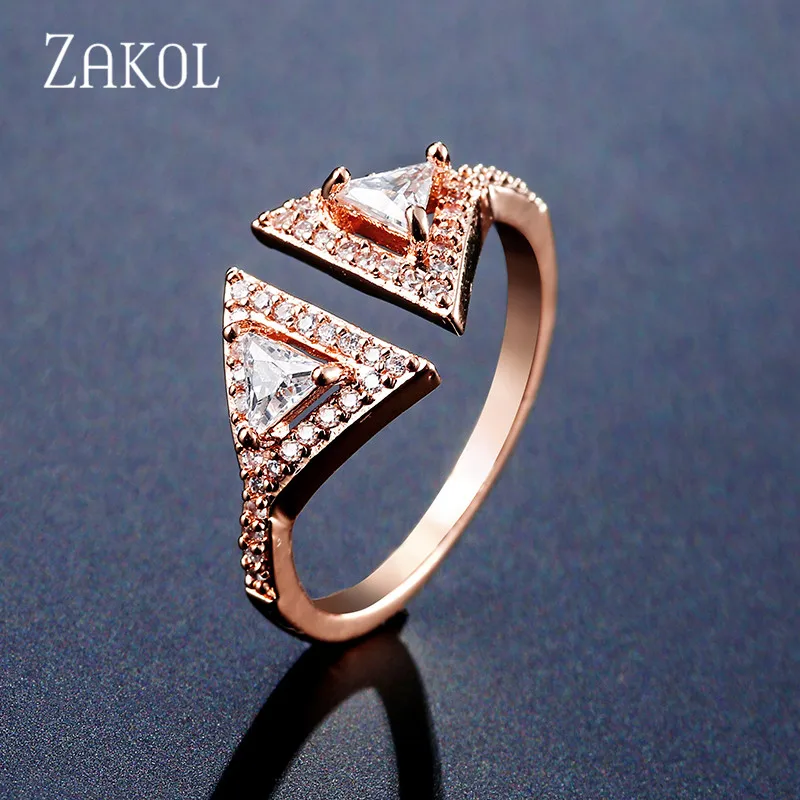 ZAKOL сверкающие в виде геометрических фигур кубического циркония открытые