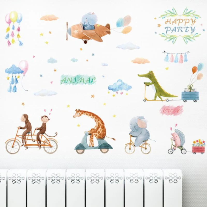

Наклейки на стену с изображением животных из мультфильма мир для детей, кабинета, прихожей, ванной комнаты, учебного класса, общежития
