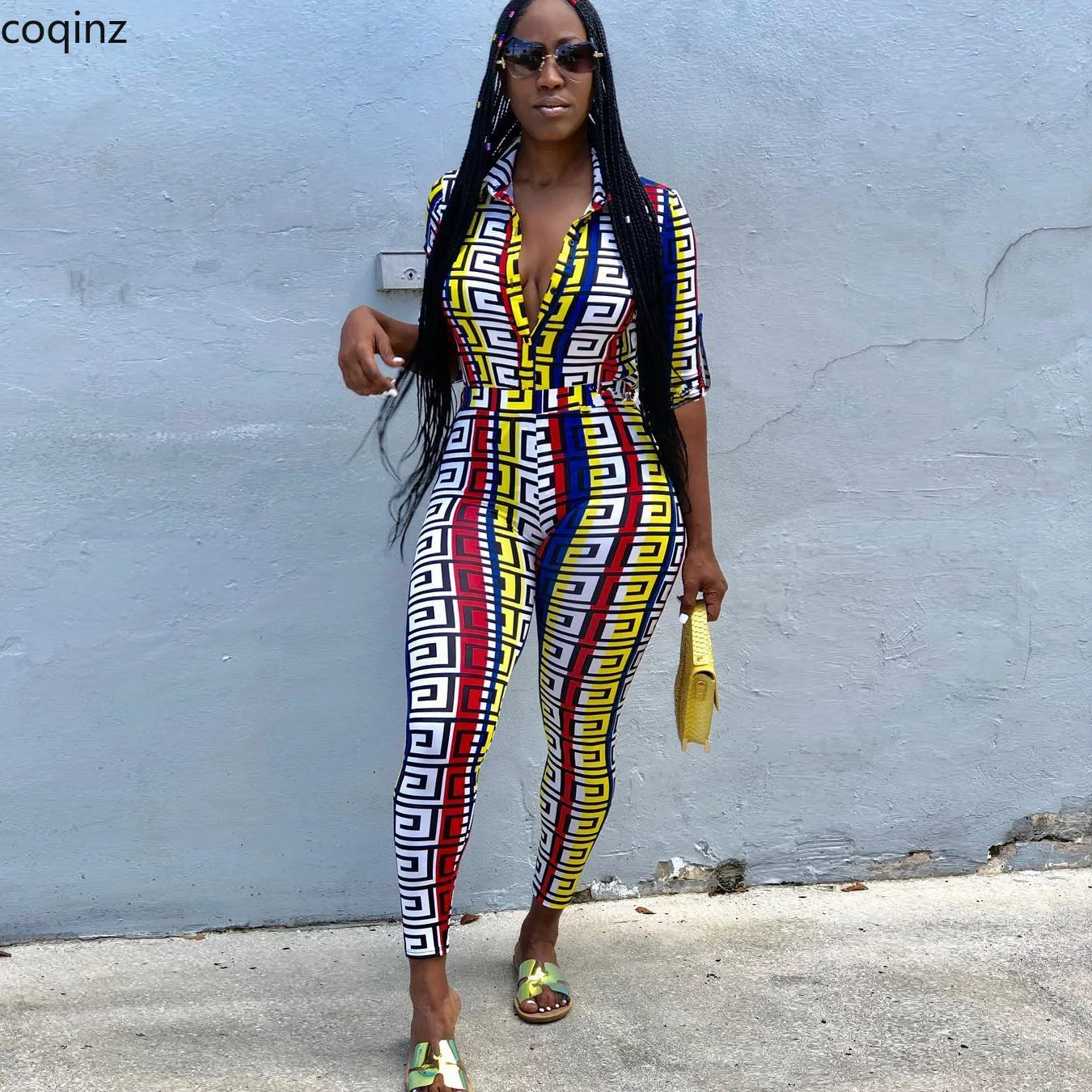 Большие размеры лето 2019 комплект из двух предметов топ и штаны Женский 2