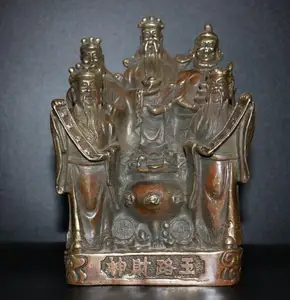 China brass archaize Five road god of wealth Buddha crafts statue