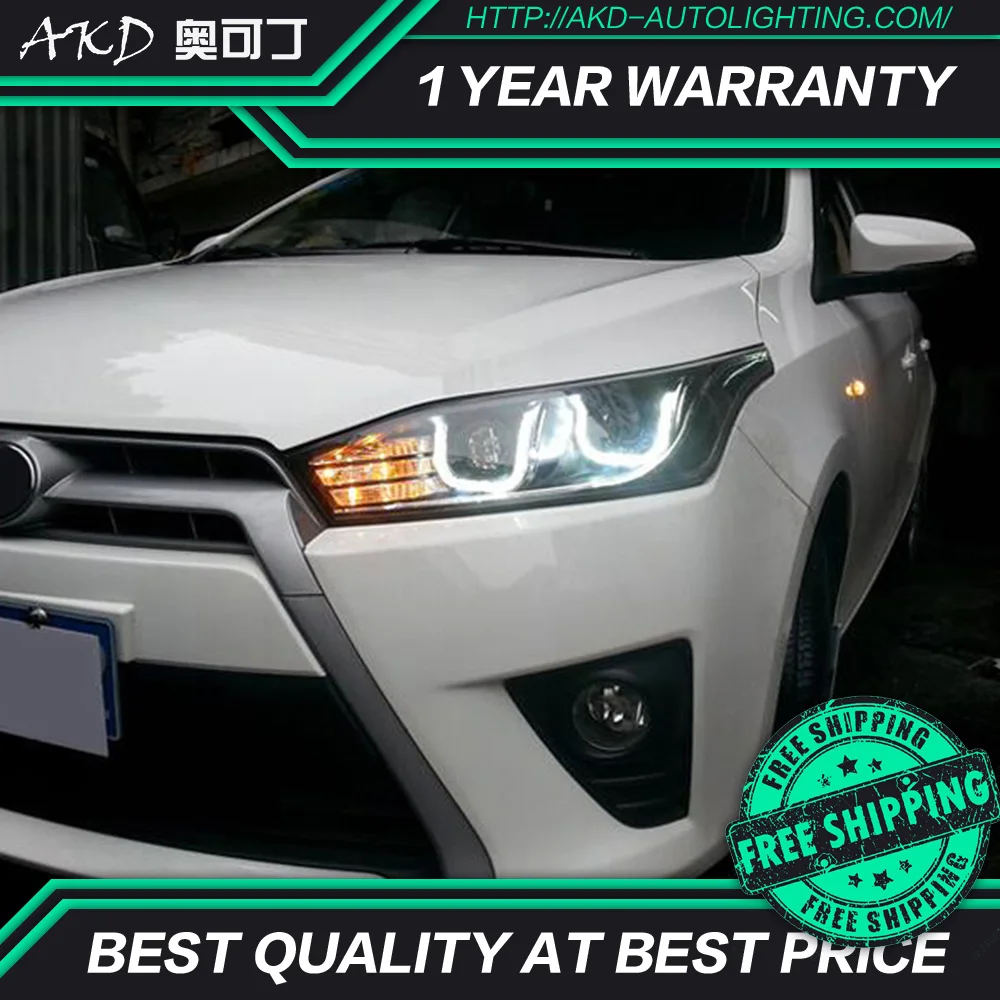 

АКД автомобильного тюнинга фары для Toyota Yaris светодиодные фары DRL Противотуманные Фары биксенон интенсивность пучка Противотуманные фары с ...