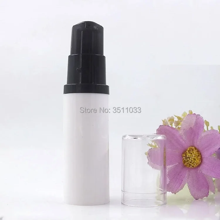 50 шт. 5 мл 10 15 мини белая безвоздушная черная бутылка с насосом косметическая для