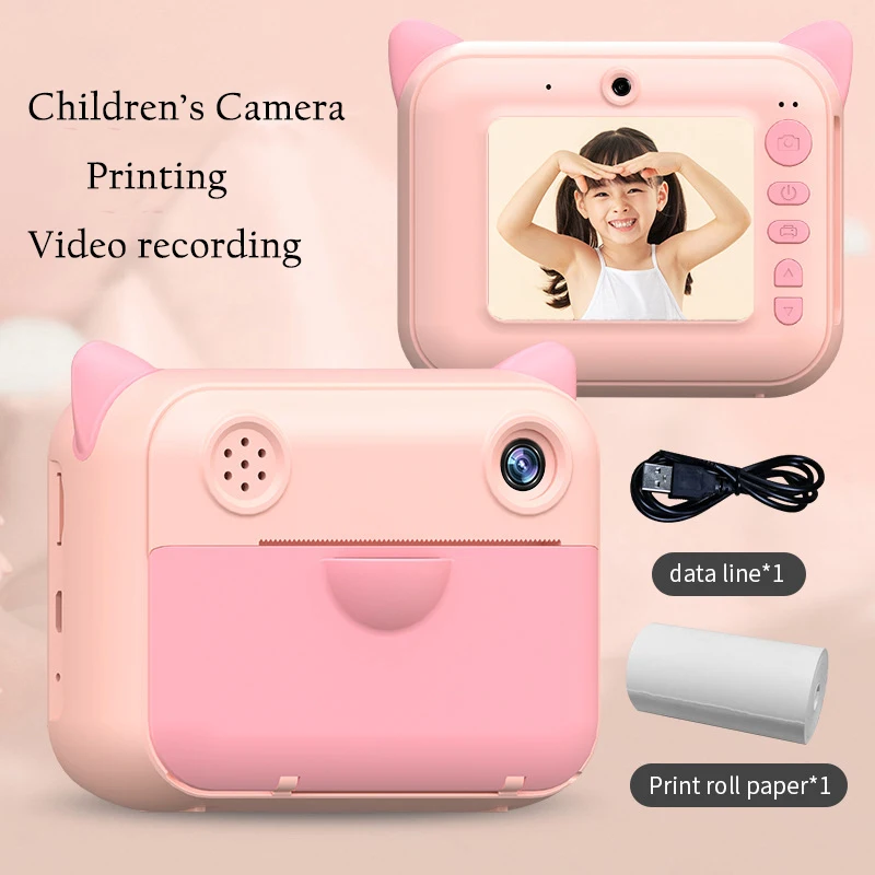 

Cartoon Digital Camera Children Instant Print Camera With Printing Photo Paper Child Toys Camera Birthday Gift For Kids