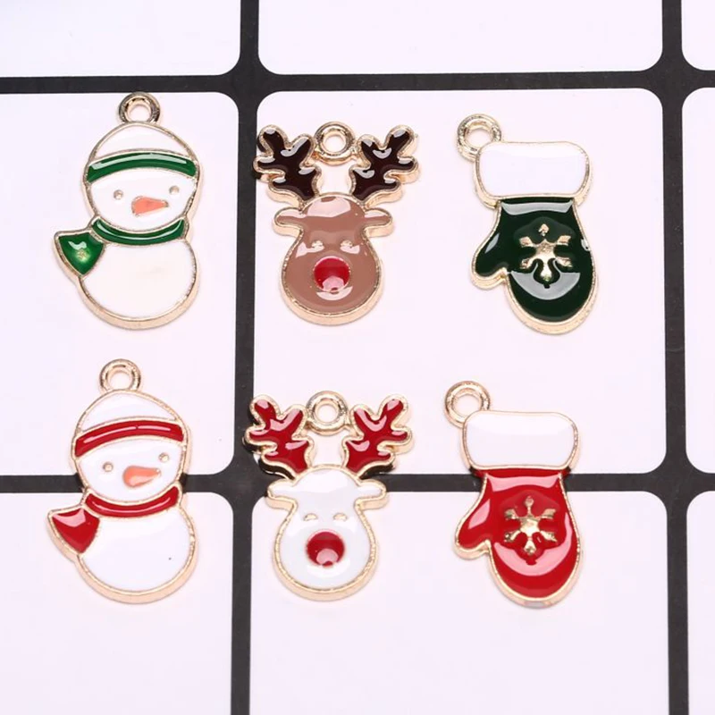 10 шт./лот перчатки снеговика с рождественским лосем эмаль подвески подвеска