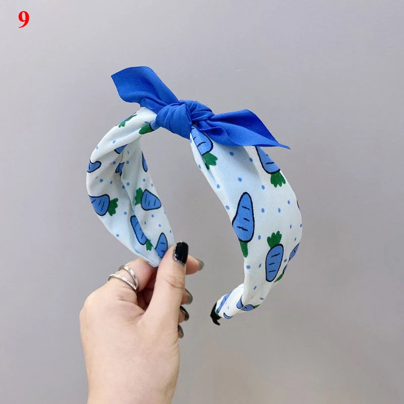 

New Hot Summer Fruit Series Of Children's DIY Elastic Rabbit Ears Headband Floral Print Newborn Baby Knot Headwrap Hair Band