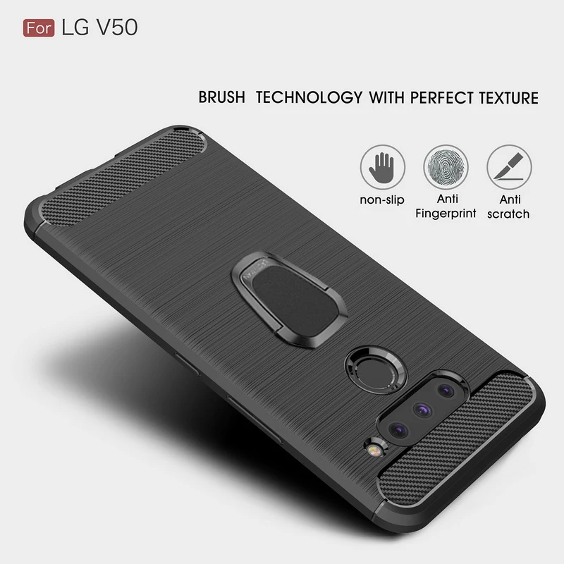 Корпус из углеродного волокна для LG W10 W30 Q7 K8 K10 Q7 Q6 V30 плюс G6 Pro Stylo 5 K40 V40 V50 G8 ThinQ Q Stylus Plus с кольцом-держателем