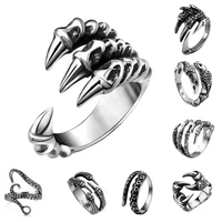 retro punk opening resizable dragon claw rings steampunk hip hop personality finger jewelry men women alloy rings