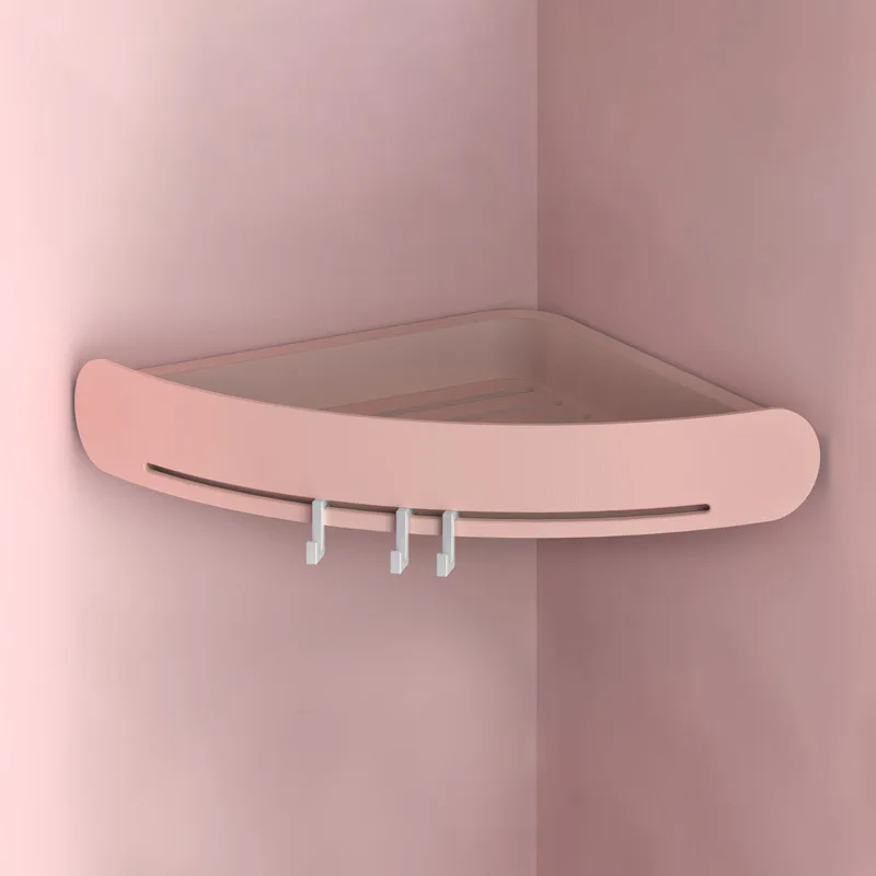 Pink Угловая полка для ванной, органайзер, настенный держатель для шампуня, полка для душа, кухонная полка для ванной - Цвет: Pink