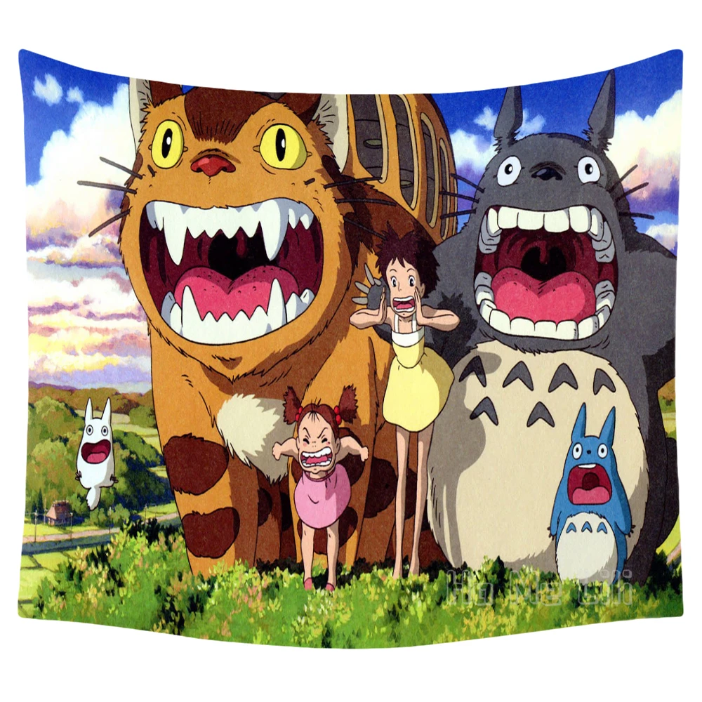 Tapiz de Totoro con personaje de dibujos animados, decoraci&oacute;n Interior para el hogar-0