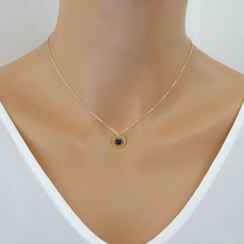 HebeDeer Трендовое ожерелье для девочек цепочка с черными бусинами женщин