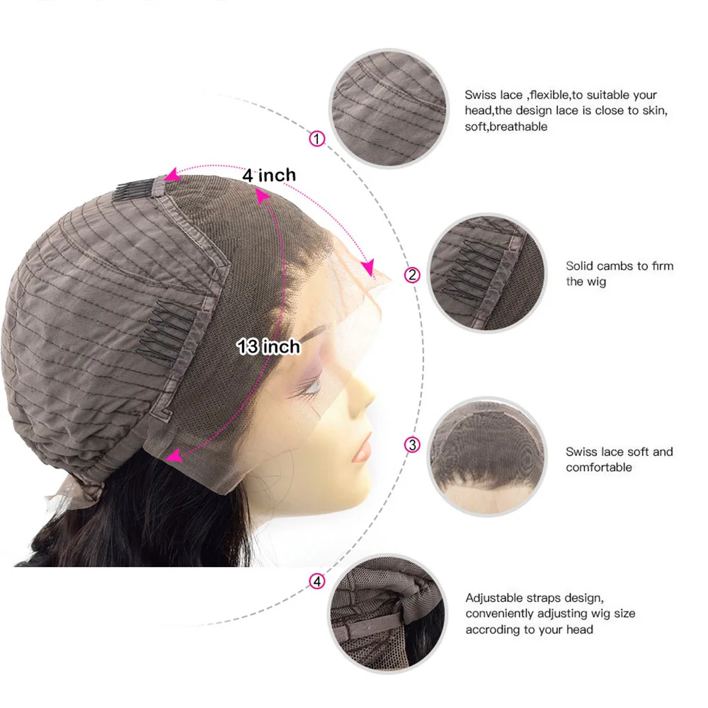 Парик из натуральных человеческих волос 34 дюйма 13 х4|Парик на кружеве| |