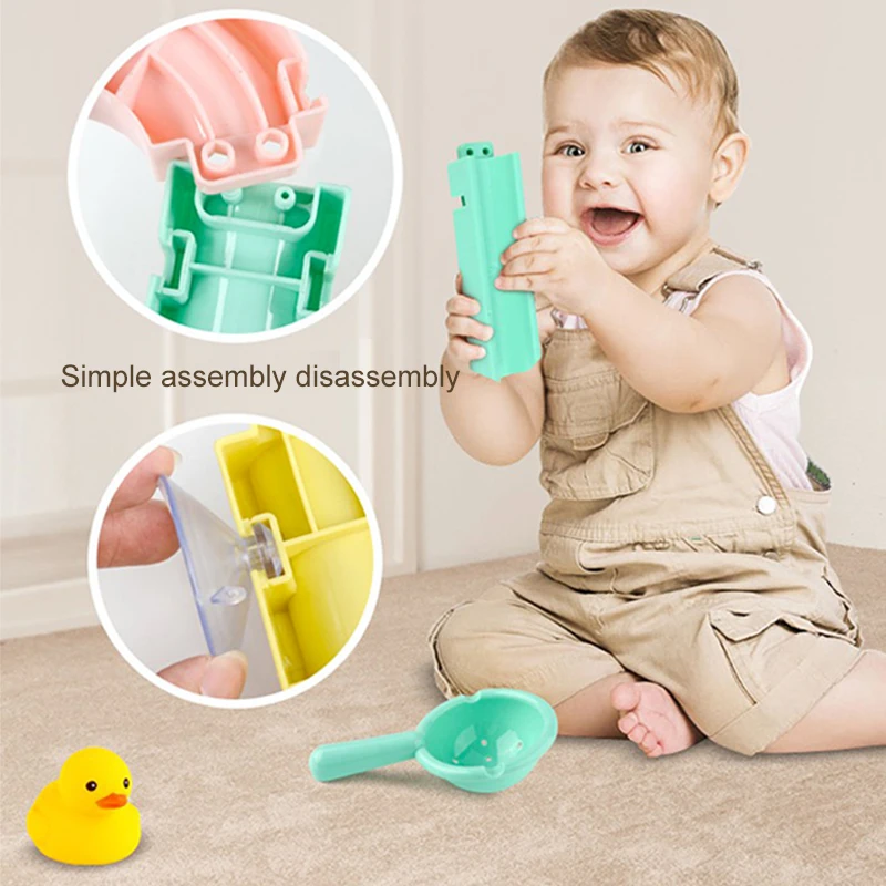 

DIY Baby Bath Toys Wall Suction Cup Marble Race Track Bathroom Bathtub Kids Play Water Games Toy Set For Children