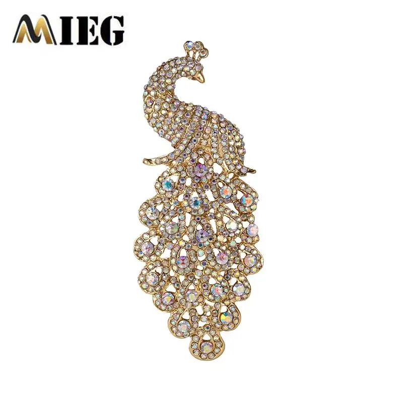 Брошь в виде павлина большого размера с кристаллами бренда MIEG Стразы|Броши| |