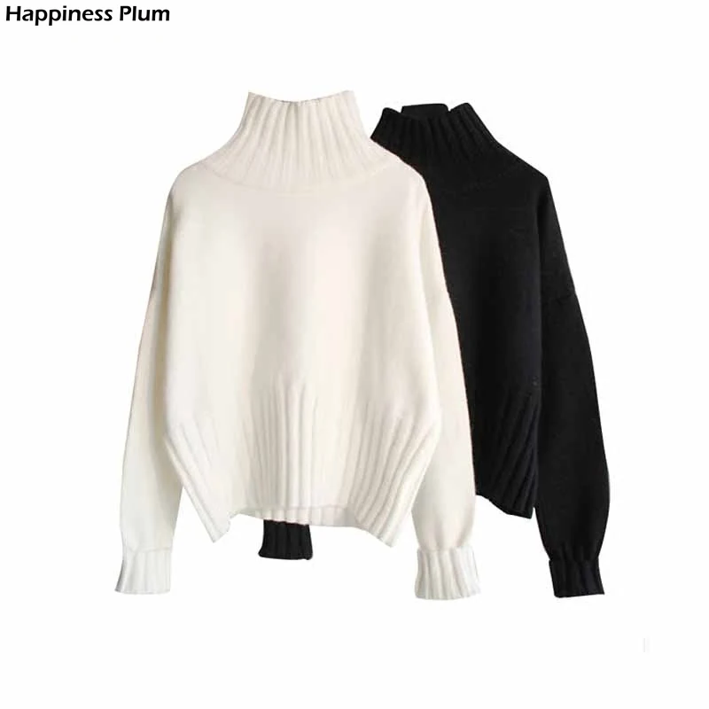 

Autumn Winter White Turtleneck Sweater Women Knitted Ribbed Slim Turtleneck White Women's Sweater Jumper Soft Warm Pull Femme