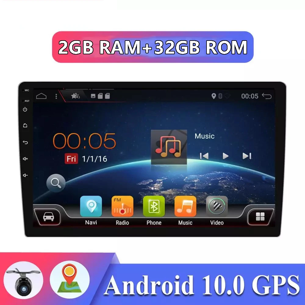 Автомобильный радиоприемник Android 10 0 1DIN 2 Гб ОЗУ + 16 ПЗУ Автомобильная