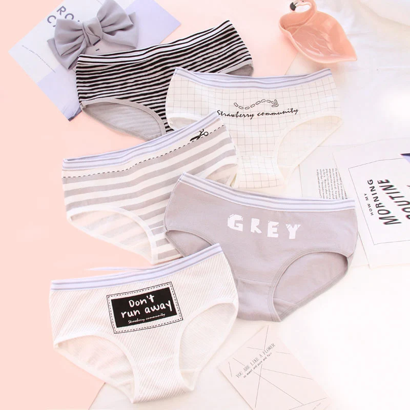 Трусики женские хлопковые нижнее белье с буквенным принтом пикантное для женщин